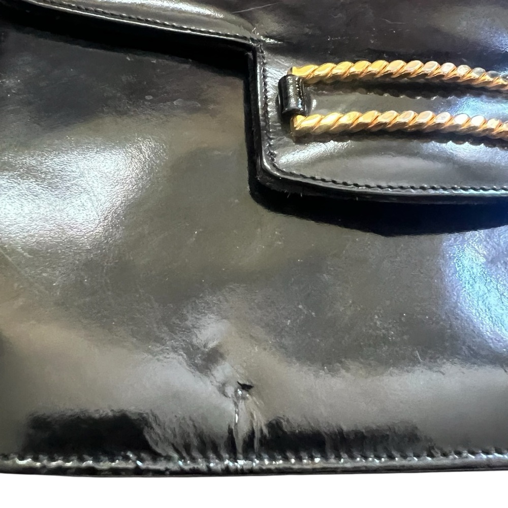 Vintage Leather Black Gold Rope Medium Shoulder Bag - Picture 2 of 8